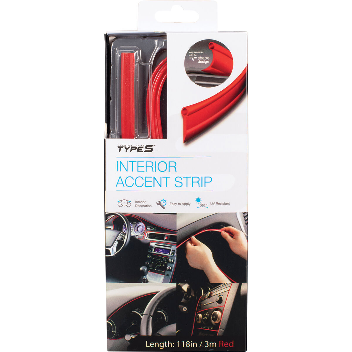 TypeS Interior Accent Strip Red 3.2m, , scaau_hi-res