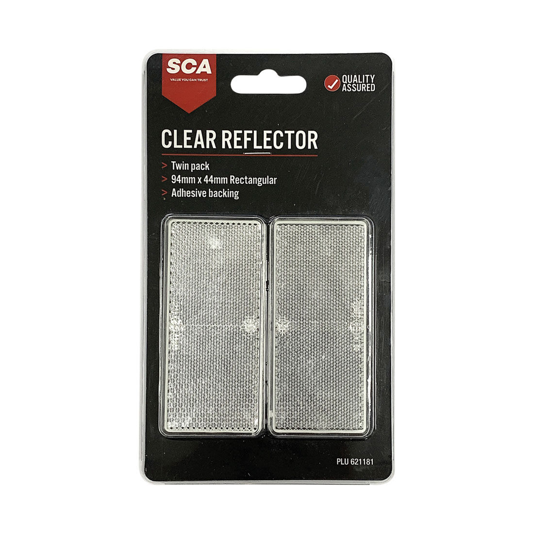SCA Reflector Twin Pack Rectangular Clear 94 x 44mm, , scaau_hi-res