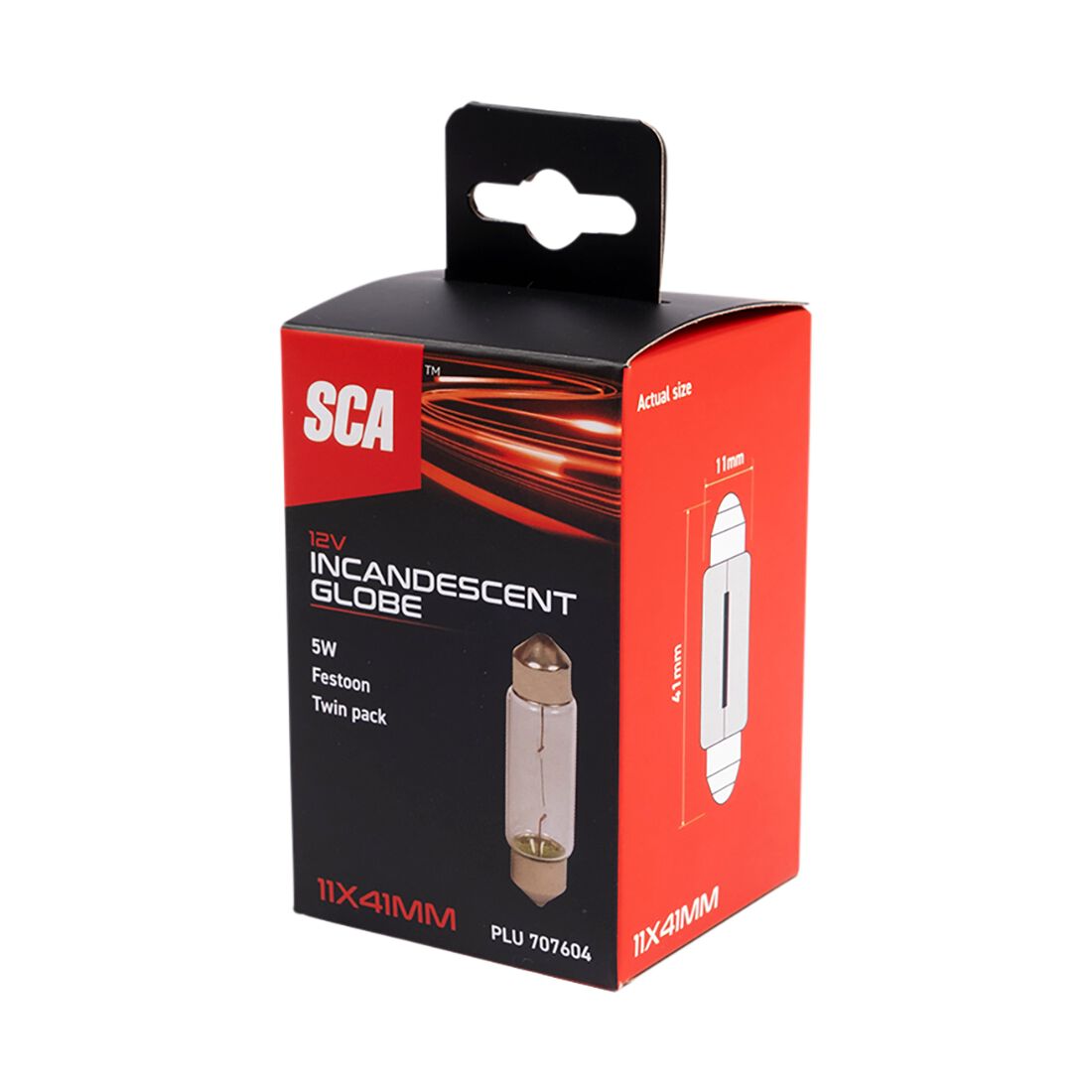 SCA Incandescent Globe - 11X41MM 12V 5W - 2 Pack, , scaau_hi-res