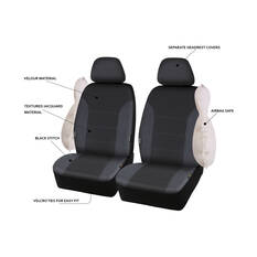 SCA Premium Jacquard and Velour Seat Covers Charcoal Adjustable Headrests Airbag Compatible 30SAB, , scaau_hi-res