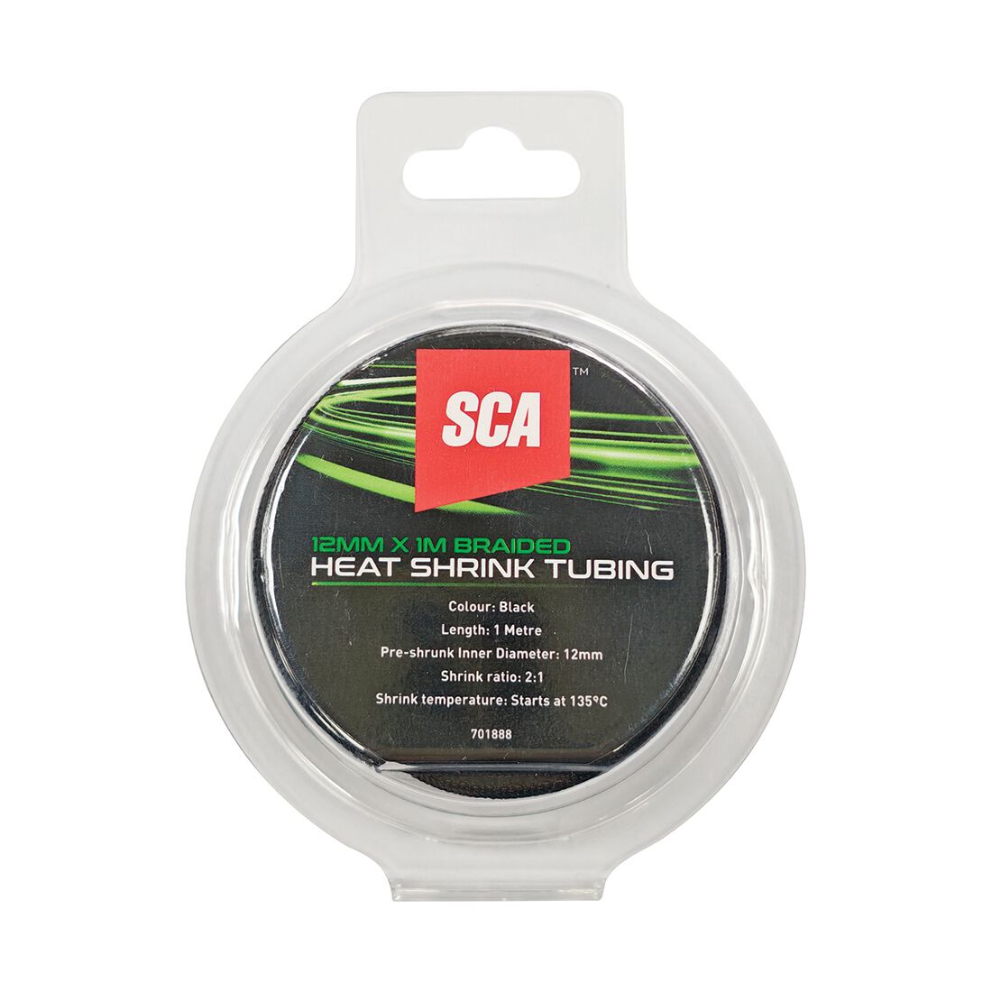 SCA Braided Heat Shrink Tubing 12mm x 1m - Black, , scaau_hi-res