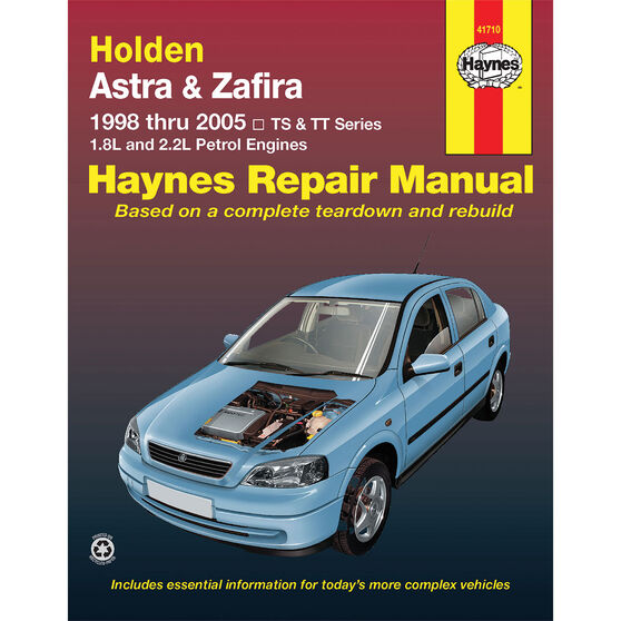 Haynes Car Manual Holden Astra TS, Zafira TT, 1998-2005 - 41710, , scaau_hi-res