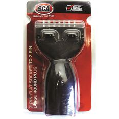 SCA Trailer Adaptor - Stubbie, 7 Pin Flat Socket to 7 Pin Large Round Plug, , scaau_hi-res