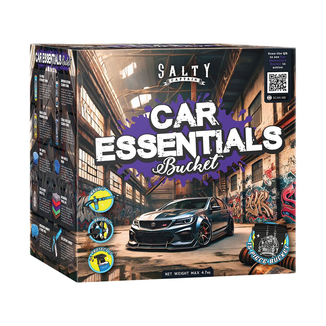 Salty Captain Car Essentials Bucket Detailing Kit, , scaau_hi-res
