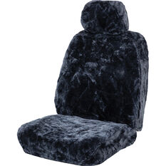 SCA Diamond Cut Sheepskin Seat Cover - Charcoal Adjustable Headrest Size 30 Single Seat Airbag Compatible, , scaau_hi-res