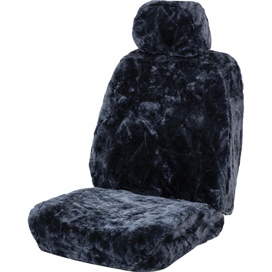 SCA Diamond Cut Sheepskin Single Seat Cover Slate, Adjustable Headrest, Size 30, Airbag Compatible, , scaau_hi-res