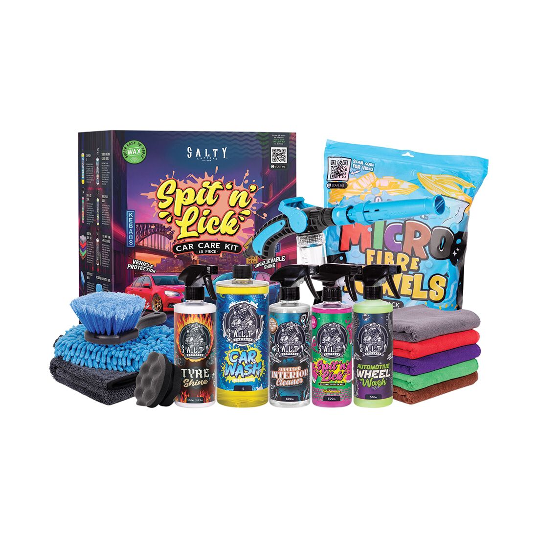 Salty Captain Spit &amp; Lick Car Cleaning Kit - 15 Piece, , scaau_hi-res