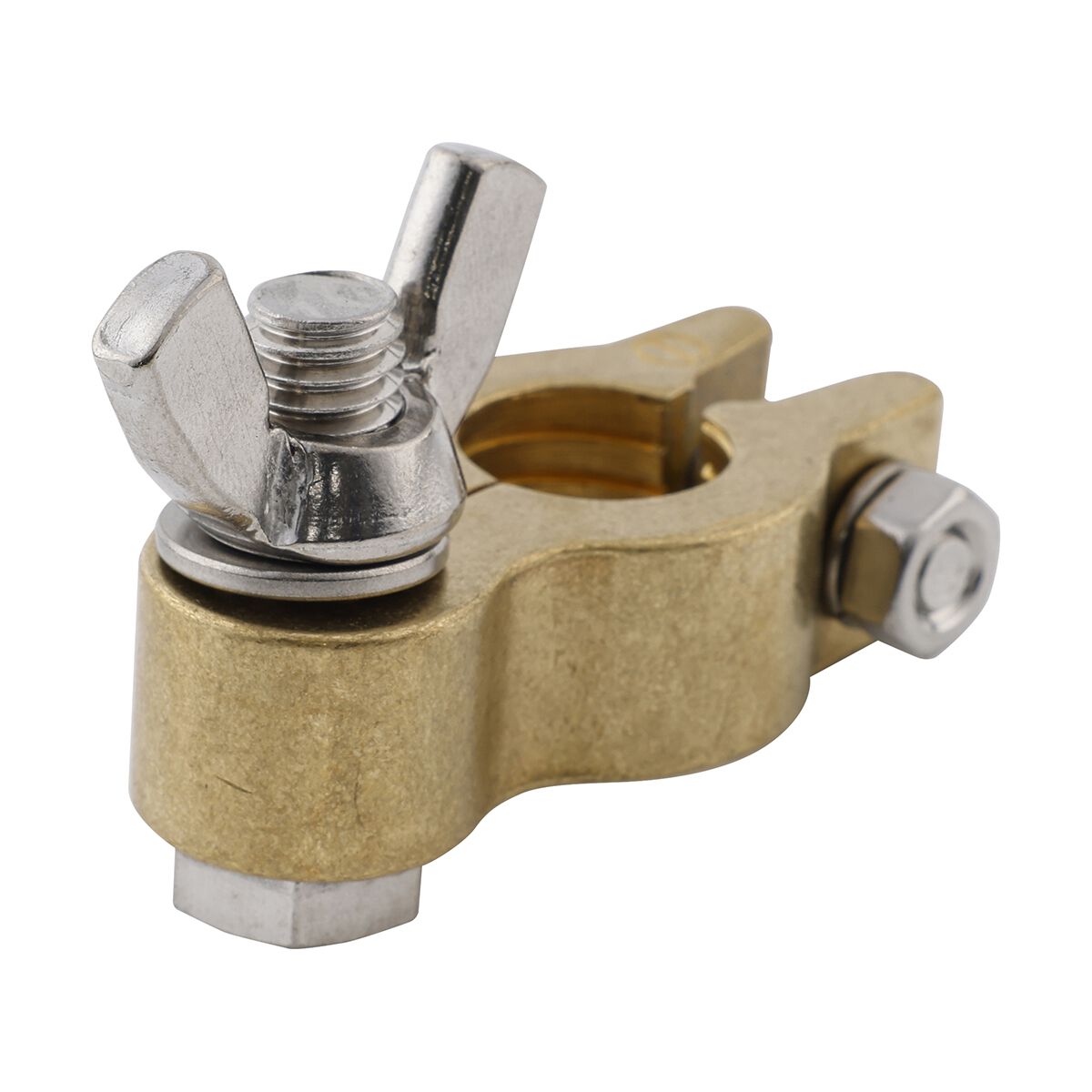Century Battery Terminal, Forged Brass, Heavy Duty Wingnut Type - Negative, , scaau_hi-res