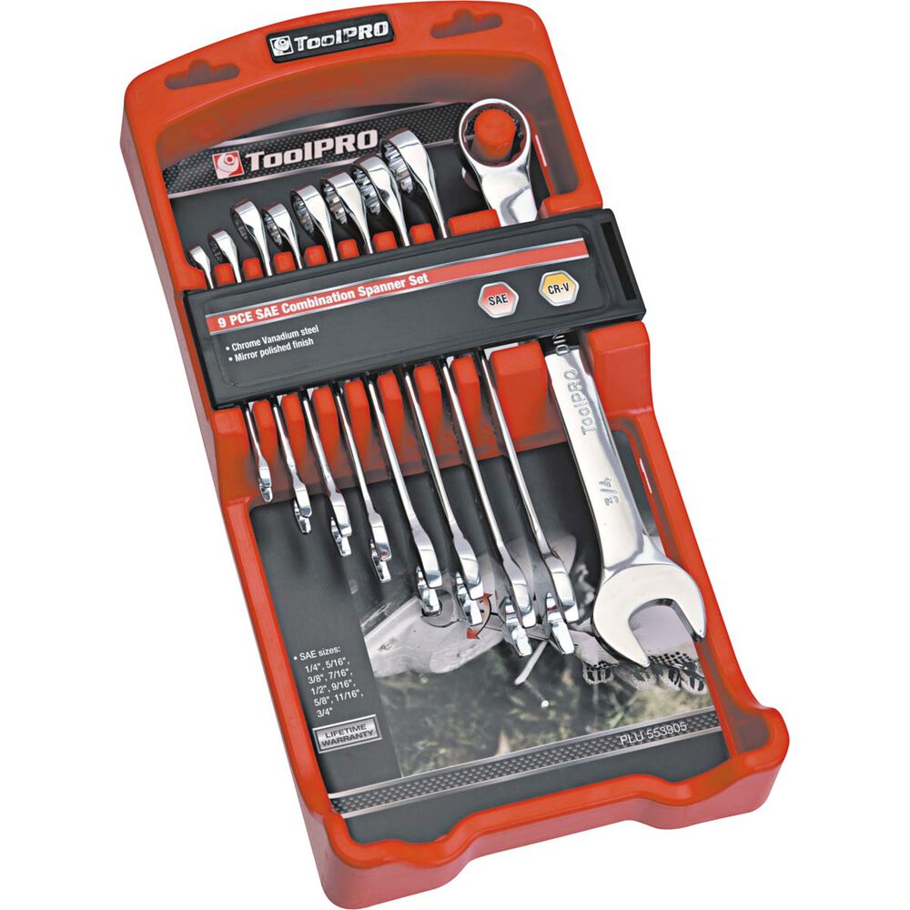 ToolPRO Spanner Set Combination SAE 9 Piece Supercheap Auto
