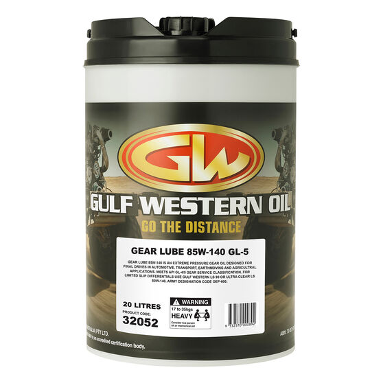 Gulf Western Gear Lube Gear Oil - 20 Litre, 85W-140, , scaau_hi-res