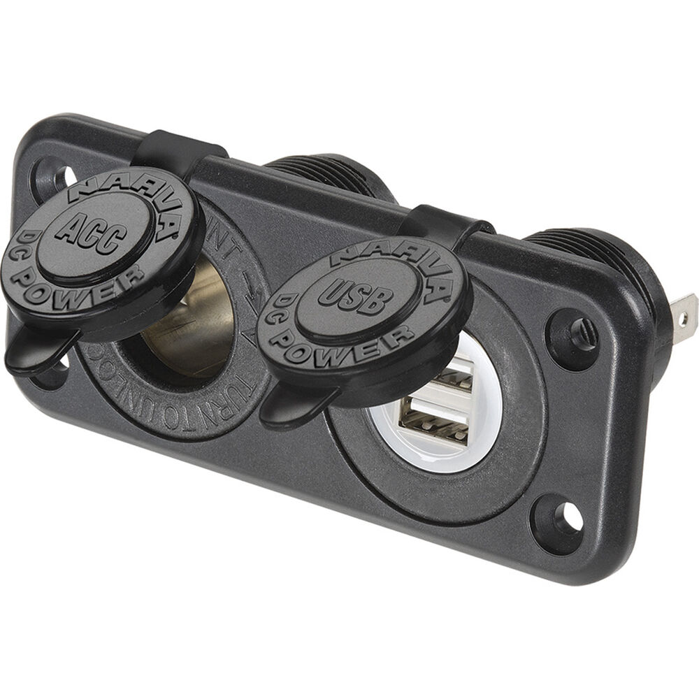 12/24V Twin Accessory/USB Socket Heavy Duty, Acc/Dual USB Sockets
