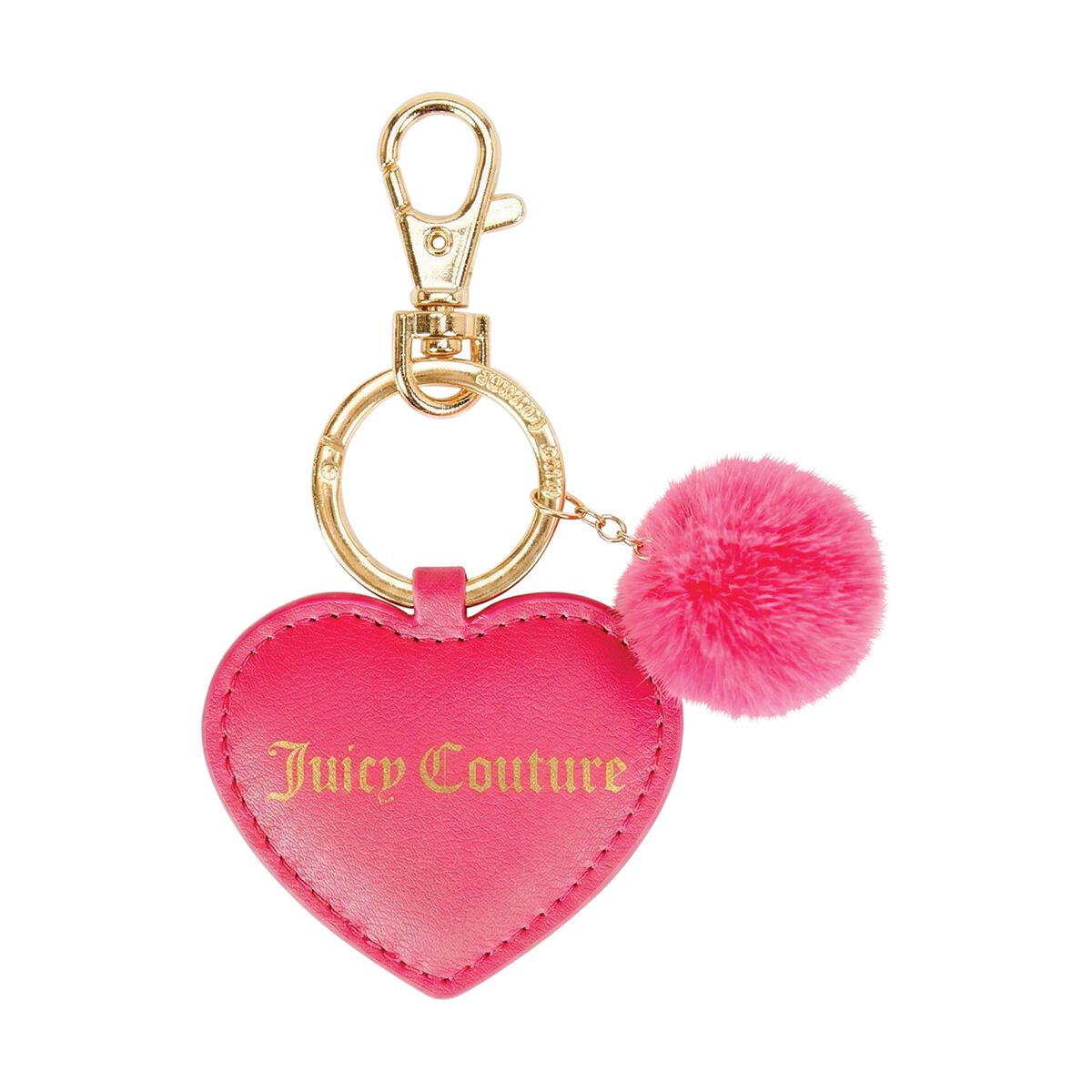 Juicy Couture Bling Juicy Keyring - Pink Heart Pompom, , scaau_hi-res
