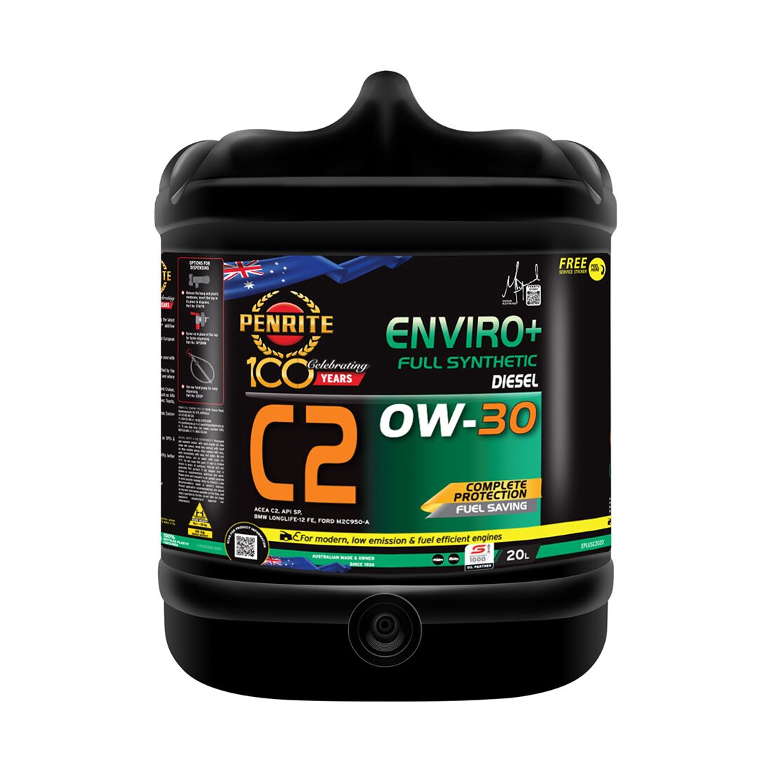 Penrite Enviro+ C2 Engine Oil 0W-30 20 Litre, , scaau_hi-res