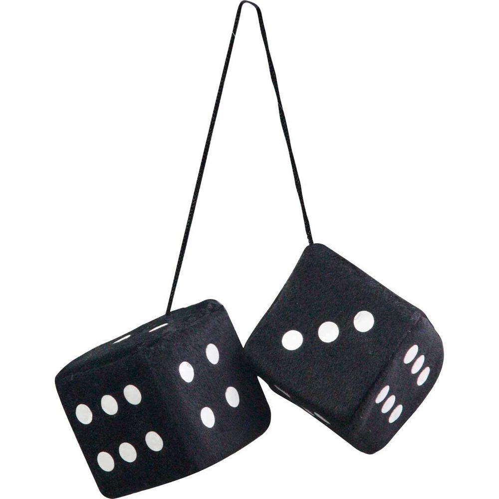 SCA Fluffy Dice - Black with White Dots or White with Black Dots
