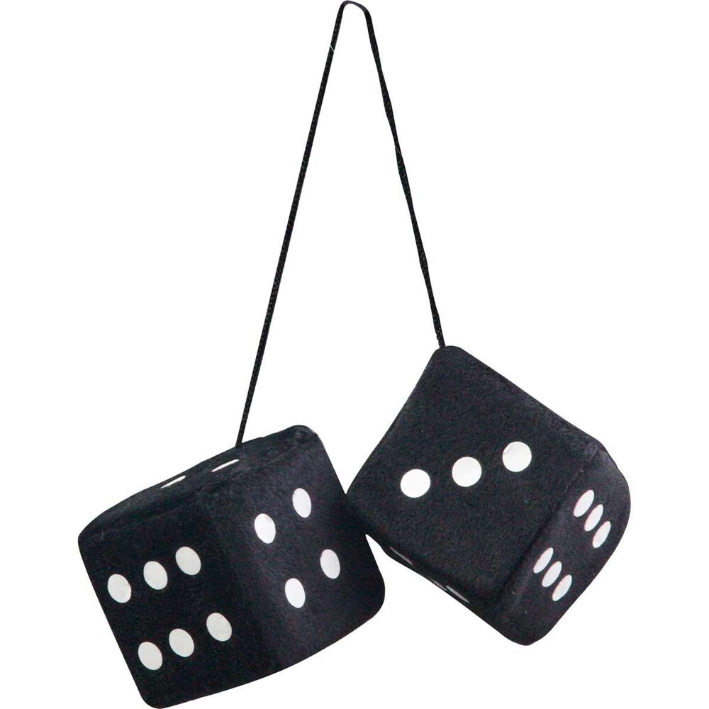 2 X Black Car Soft Spotty Furry Fluffy Hanging Mirror Dice Set