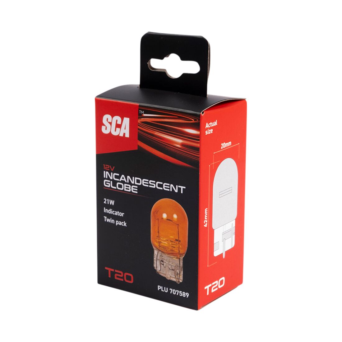 SCA Incandescent Globe - T20 12V 21W - 2 Pack, , scaau_hi-res