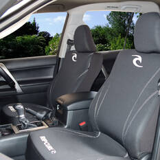 Rip Curl Logo Neoprene Seat Covers White/Black Adjustable Headrests Airbag Compatible, , scaau_hi-res