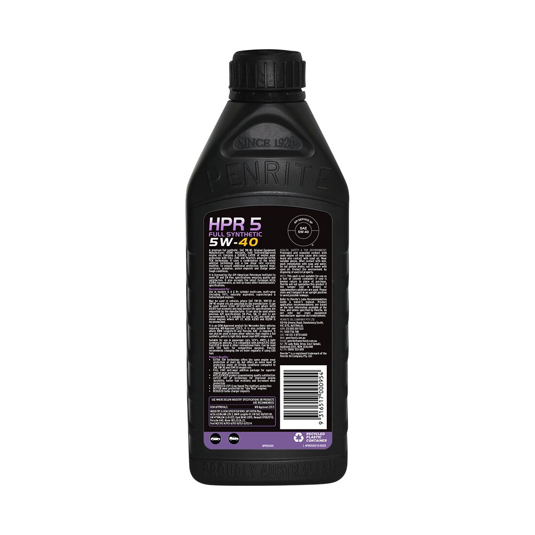 Penrite HPR 5 Engine Oil - 5W-40, 1 Litre, , scaau_hi-res