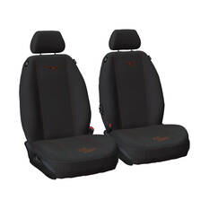 R.M.Williams Tan Poly Canvas Seat Covers, Black/Tan, Adjustable Headrests, Airbag Compatible, , scaau_hi-res