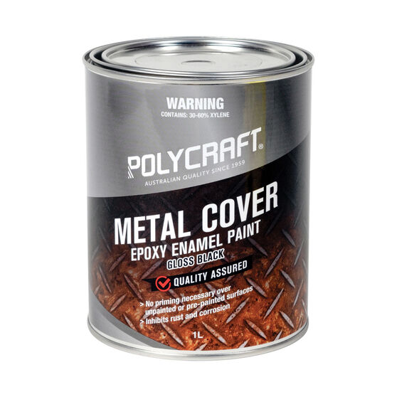 Polycraft Metal Cover Gloss Black 1 Litre, , scaau_hi-res