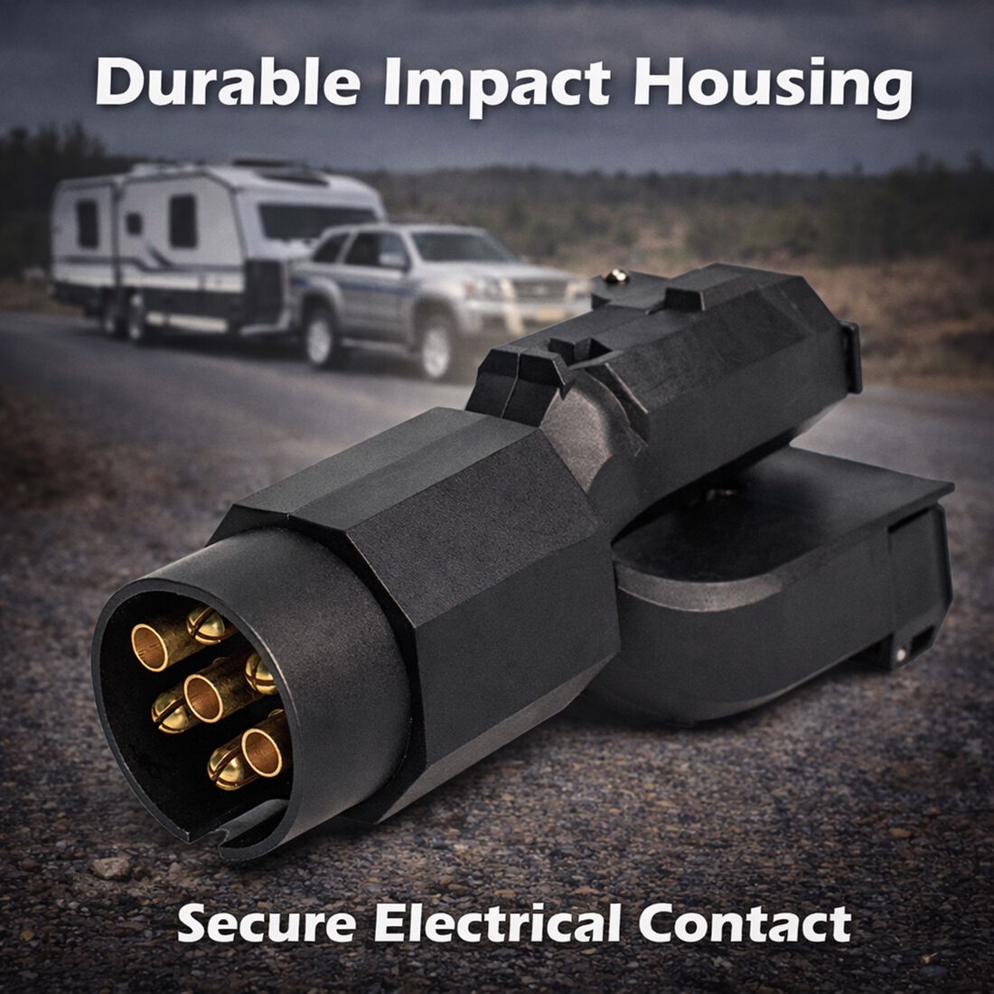 SCA Trailer Adaptor 3 Way 7 Pin Large Round Socket to 7 Pin Small Round Plug, 7 Pin Flat Plug, , scaau_hi-res