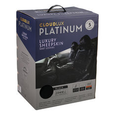 Platinum CLOUDLUX Sheepskin Seat Covers - Black Adjustable Headrests Size 30 Front Pair Airbag Compatible Black, Black, scaau_hi-res
