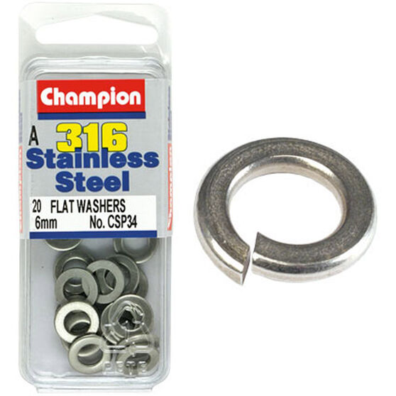 Champion Stainless Steel Flat Washers CSP34, 6mm 6mm 6mm, , scaau_hi-res