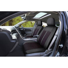 SCA Premium Jacquard & Leather Look Seat Covers - Black/Red Adjustable Headrests Size 30 Front Pair Airbag Compatible, , scaau_hi-res
