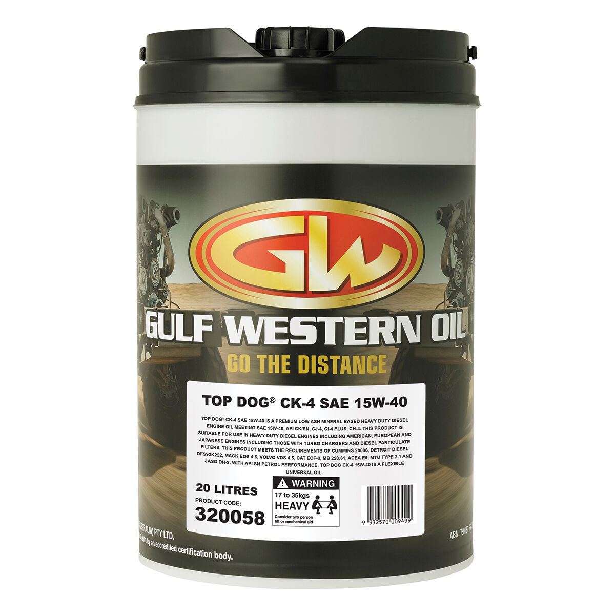 Gulf Western Top Dog CK-4 Engine Oil 15W-40 20 Litre, , scaau_hi-res