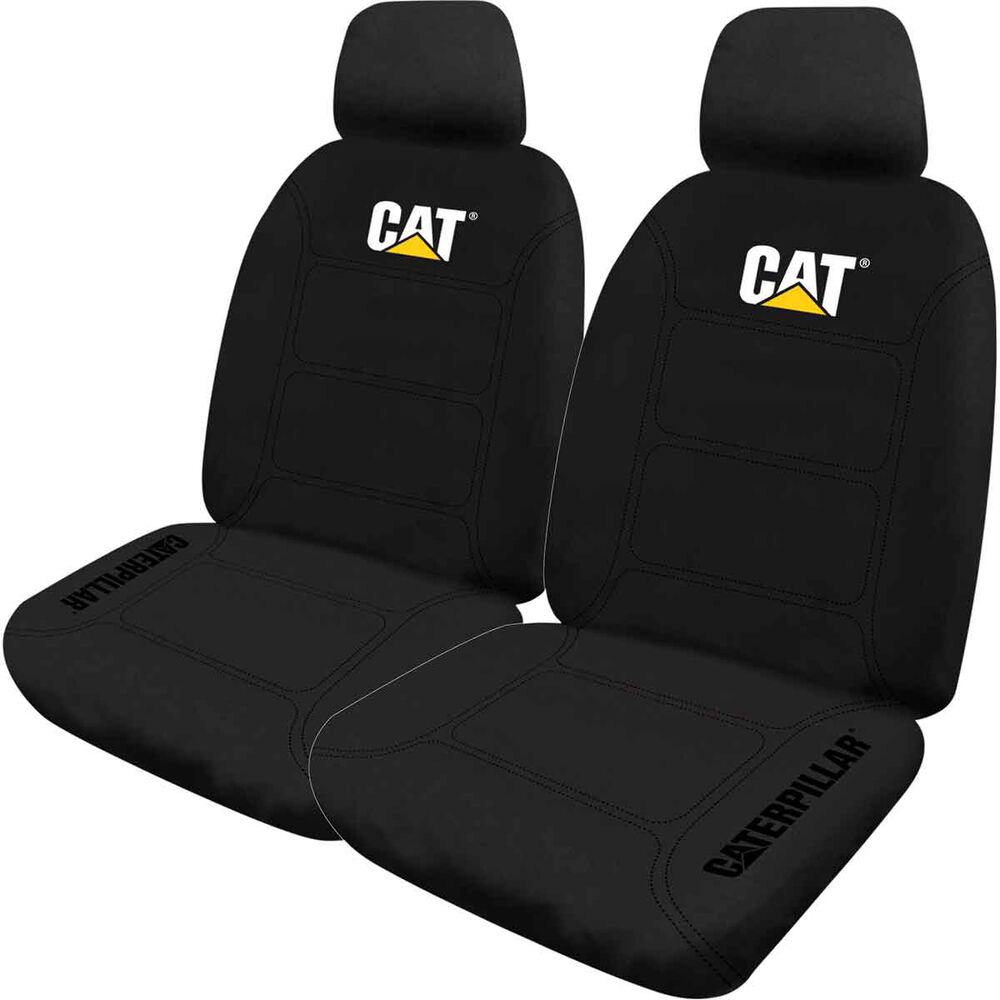 Caterpillar Neoprene Seat Covers Black Adjustable Headrests Size 30 Front Pair Airbag Compatible Super Auto - How To Clean Neoprene Seat Covers