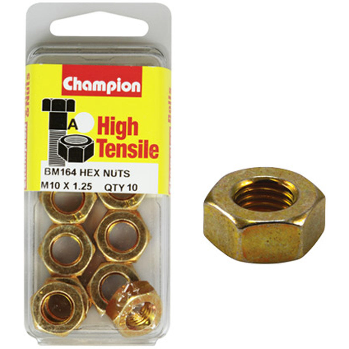 Champion Hex Nut - M10 X 1.25, BM164, , scaau_hi-res
