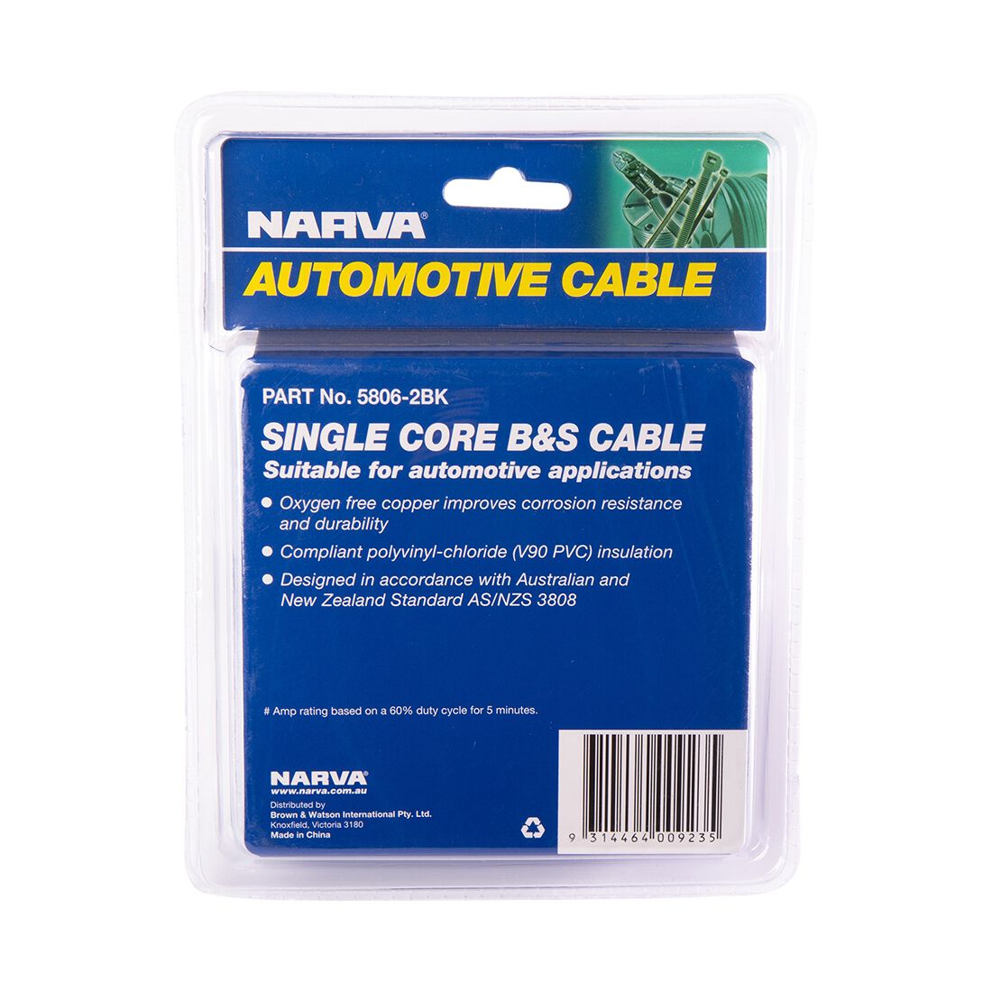 Narva Battery & Starter Cable, 140 Amp, 14mm x 2m - Black, , scaau_hi-res