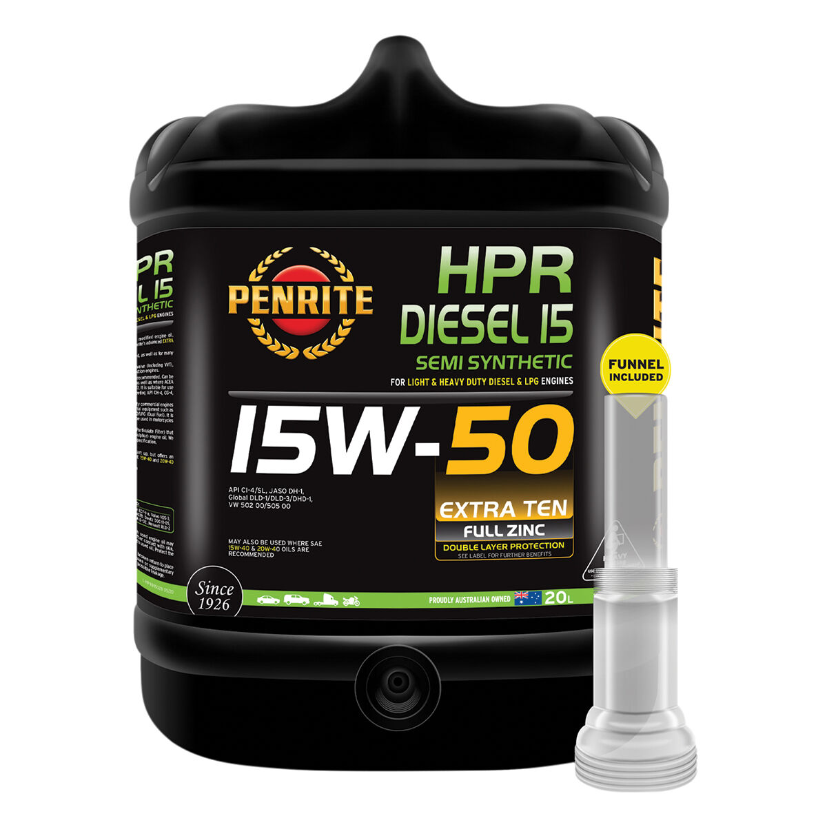 Penrite HPR Diesel 15 Engine Oil - 15W-50, 20 Litre, , scaau_hi-res