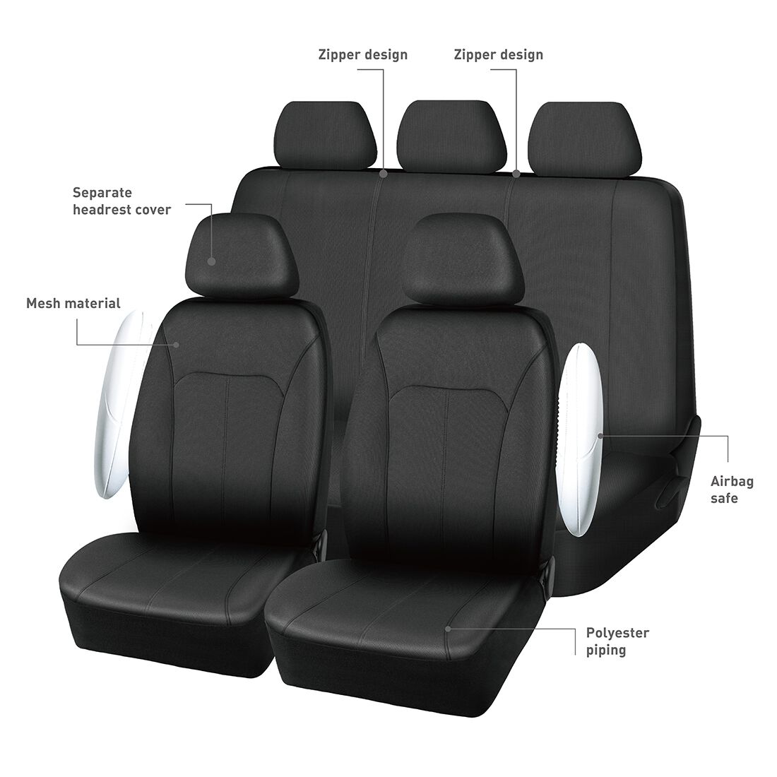 SCA Mesh Seat Covers Set Black, Adjustable Headrests, Airbag Compatible, Size 30A&06H, , scaau_hi-res