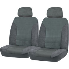 SCA Premium Jacquard and Velour Seat Covers - Charcoal Adjustable Headrest size 30 Front Pair Airbag Compatible, , scaau_hi-res