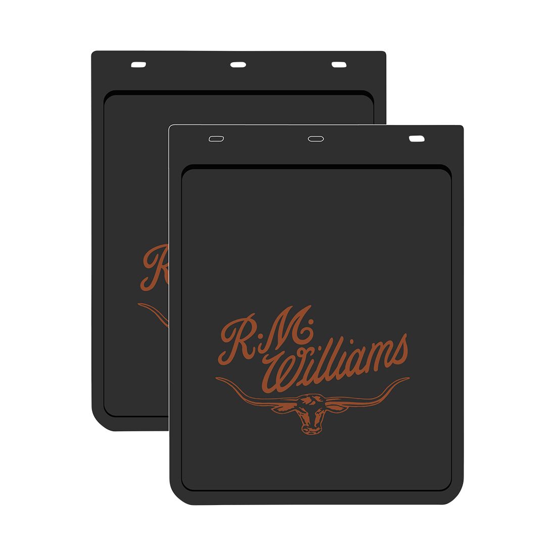 R.M.Williams Mudflaps - Pair, Black / Tan, 280mm x 360mm, , scaau_hi-res