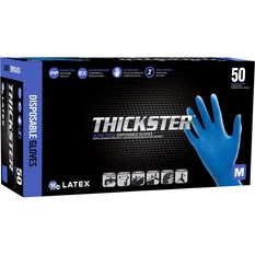 SAS Thickster Latex Gloves - Blue, Medium, 50 Pieces, , scaau_hi-res