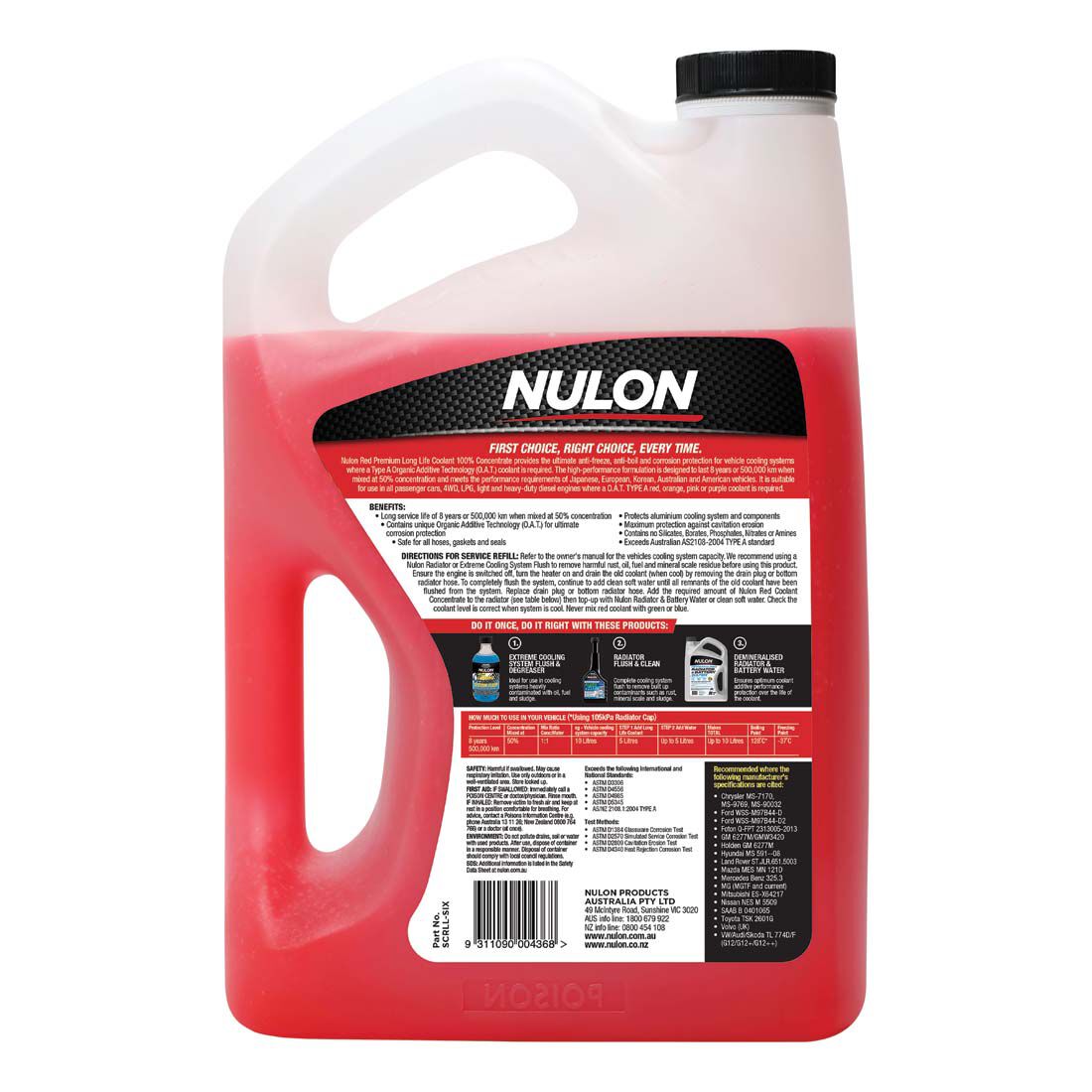Nulon Red Anti-Freeze / Anti-Boil Coolant Concentrate - 6 Litres, , scaau_hi-res
