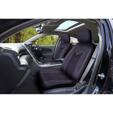SCA Sports Leather Look And Mesh Seat Covers Black And Purple, Adjustable Headrests, Size 30, Front Pair, Airbag Compatible, , scaau_hi-res