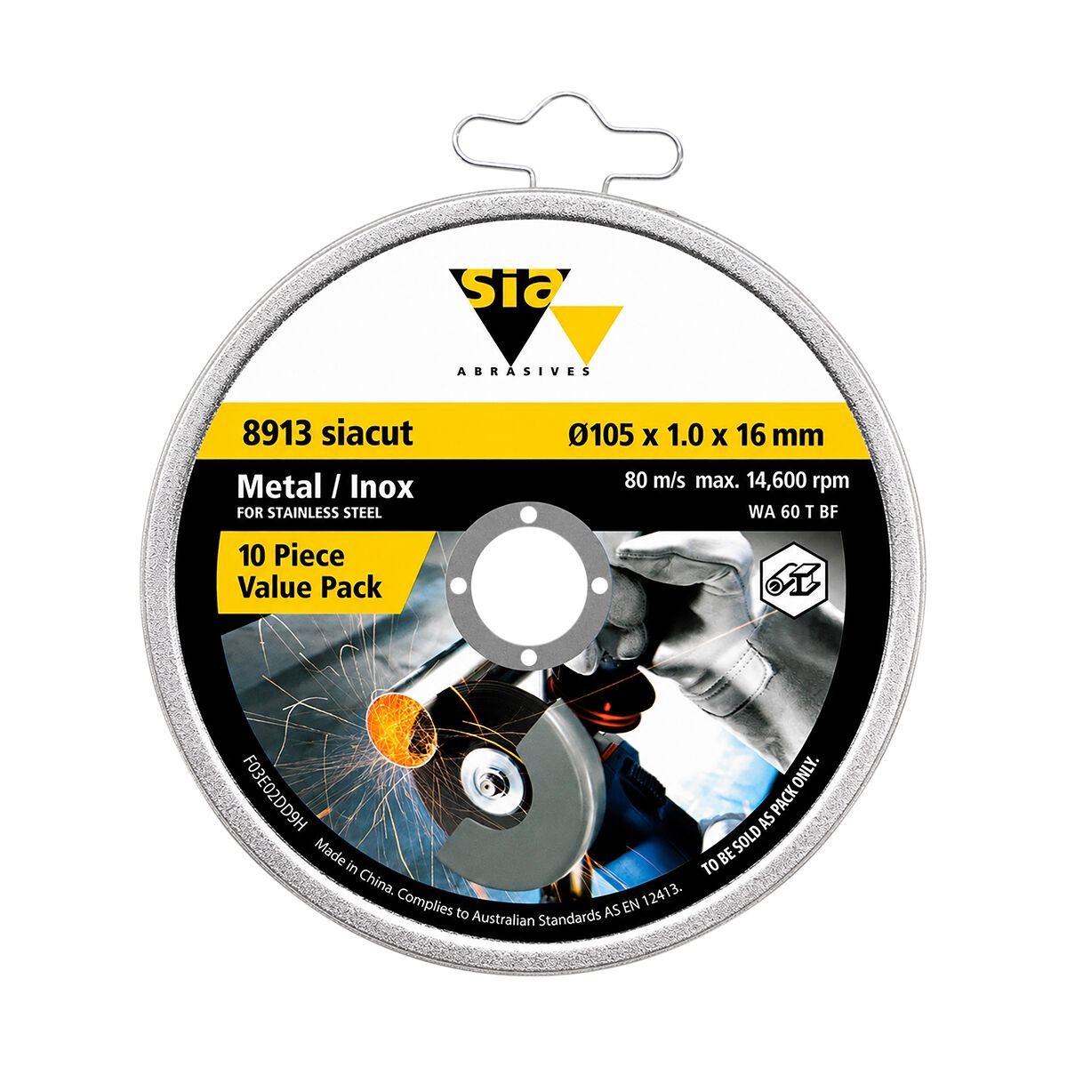 ToolPRO 100mm Metal Cutting Disc 105X1X16, Inox/Steel Bonded, 10 Pack, , scaau_hi-res