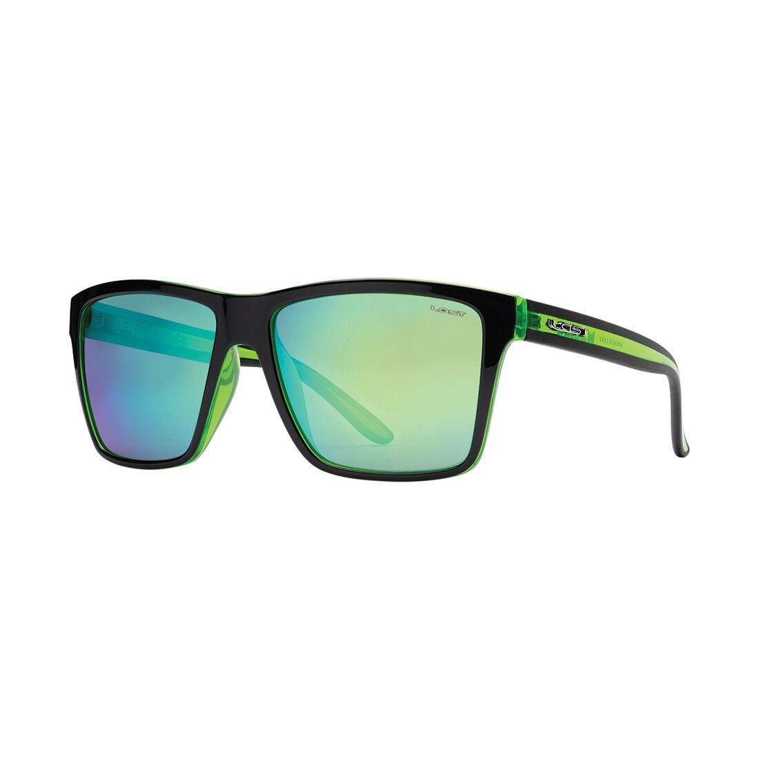 Lost Malibu Mirror Sunglasses Black/Green, , scaau_hi-res