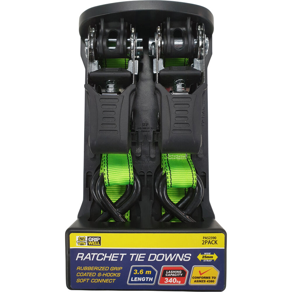Gripwell 340kg Ratchet Tie Downs 3.6m 2 Pack Supercheap Auto
