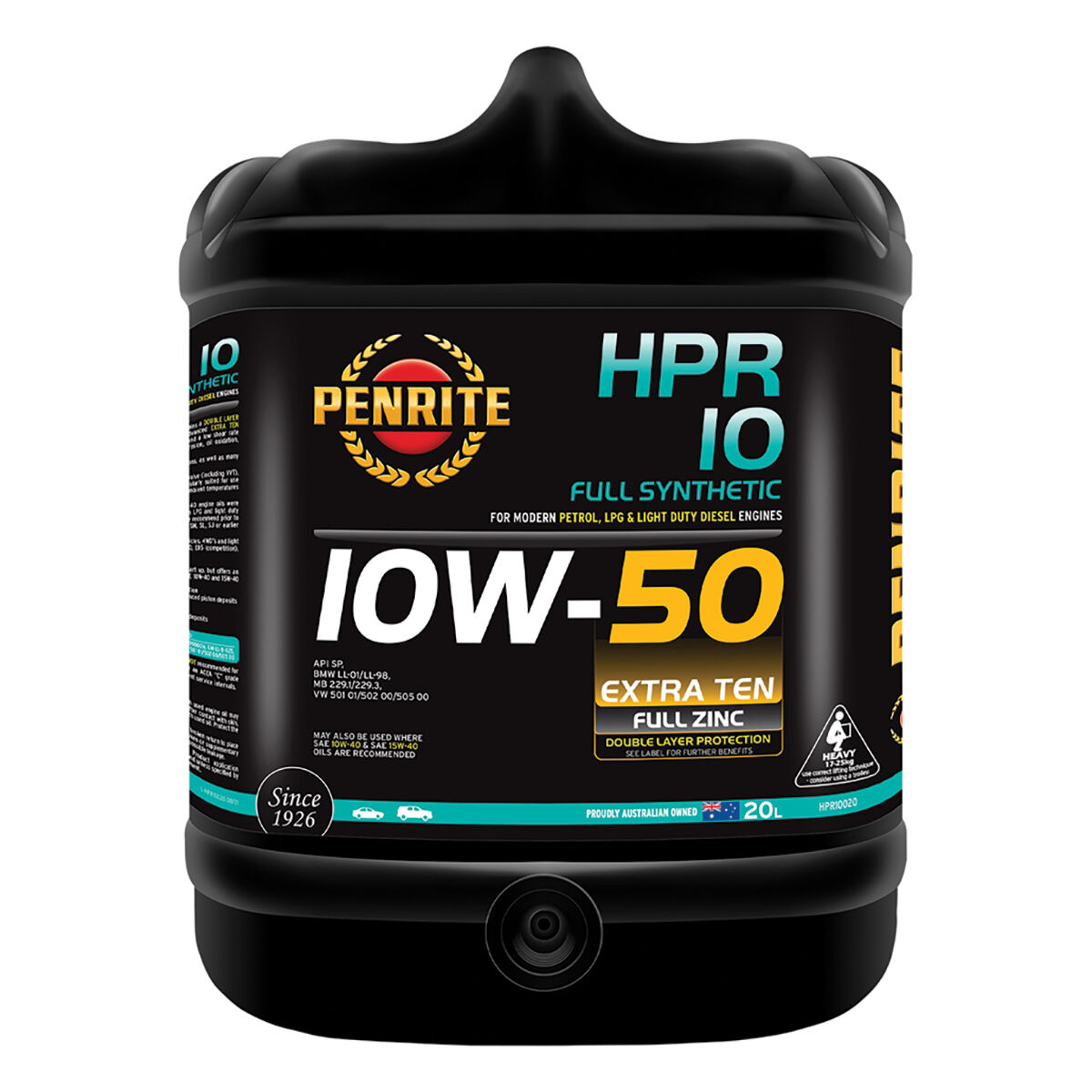 Penrite HPR 10 Engine Oil 10W-50, 20 Litre, , scaau_hi-res