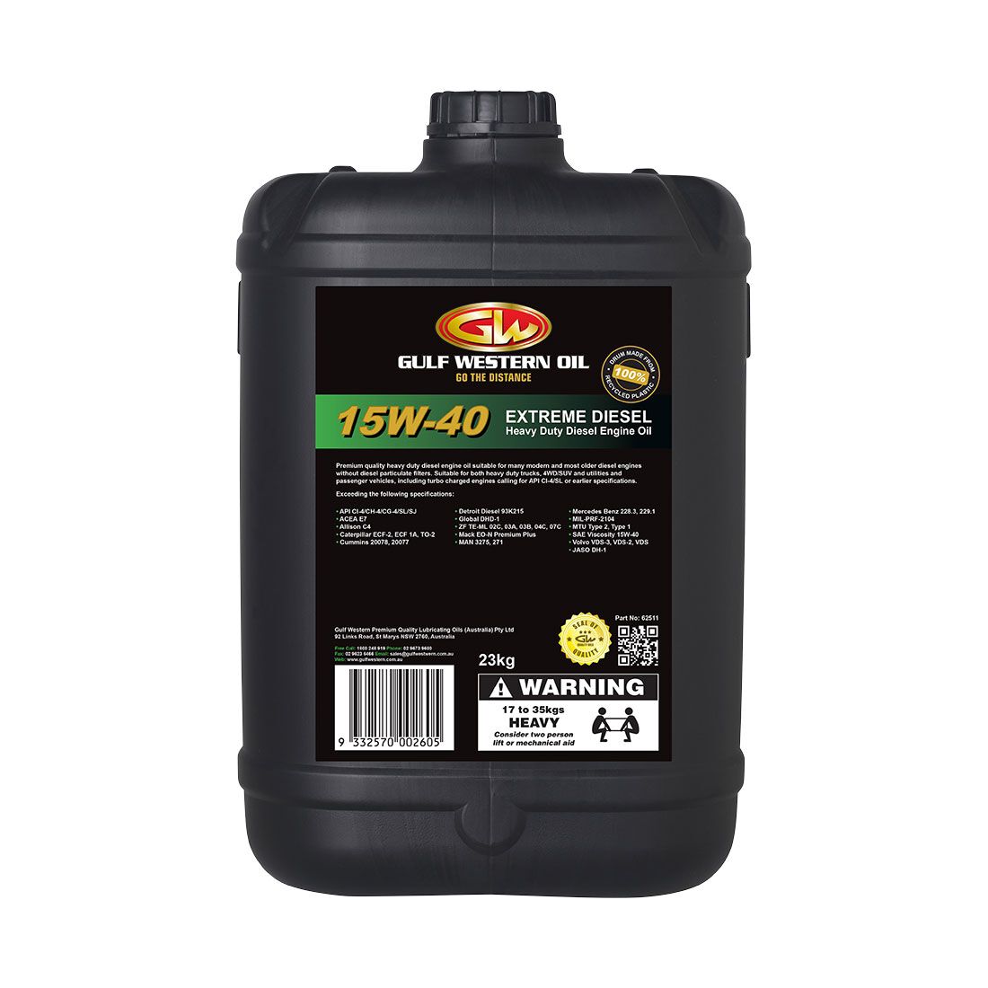Gulf Western Extreme Diesel Engine Oil - 15W-40 25 Litre, , scaau_hi-res