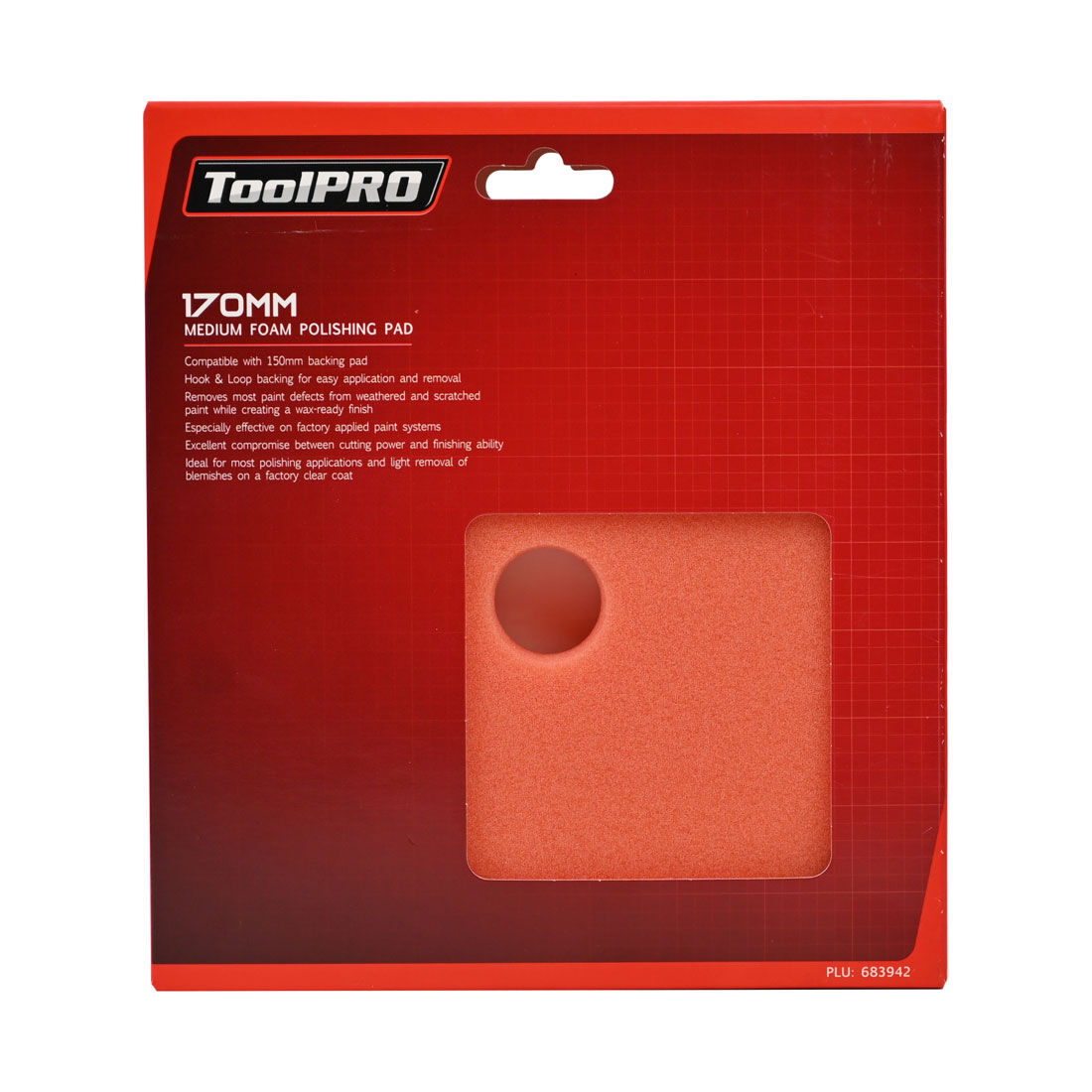 ToolPRO 170mm Medium Foam Polishing Pad  Orange, , scaau_hi-res