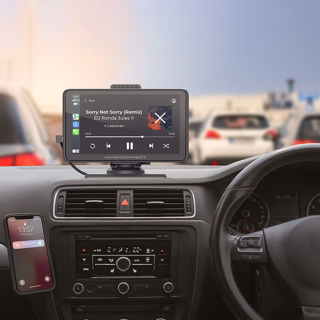 Nanocam Connect Wireless Smart Monitor 1080p Dash & Reverse Cam Kit NC-722DVR, , scaau_hi-res