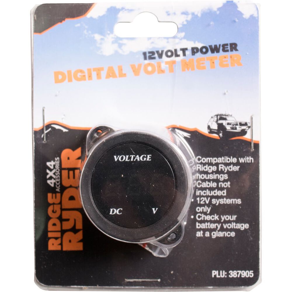 Ridge Ryder 12V Voltmeter Digital Supercheap Auto