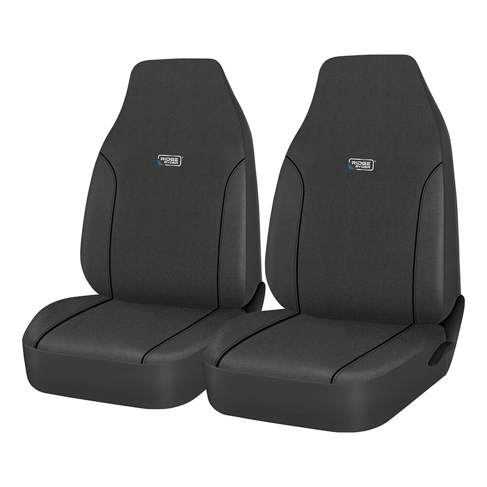 Ridge Ryder Canvas Seat Covers Charcoal/Black Piping BuiltIn Headrests