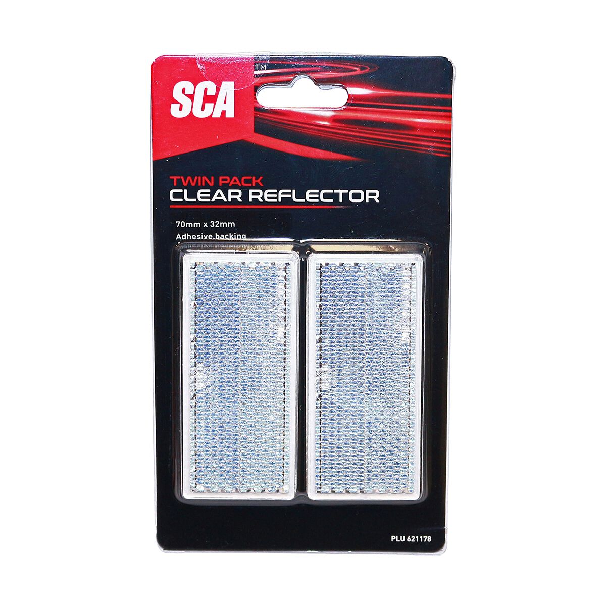 SCA Reflector Twin Pack Rectangular Clear 70 x 32mm, , scaau_hi-res
