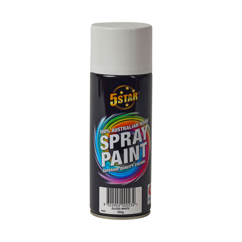 5 Star Enamel Spray Paint Gloss White 250g Supercheap Auto